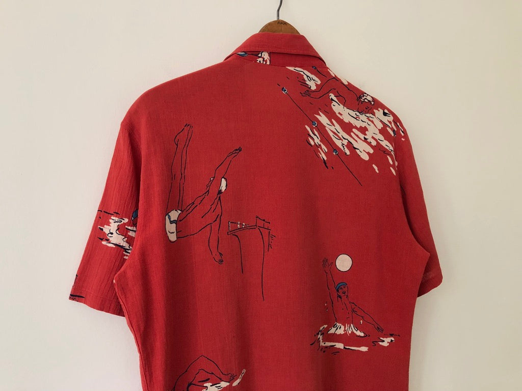 60's Cacharel for Saks Fifth Avenue Water Sports Print Shirt