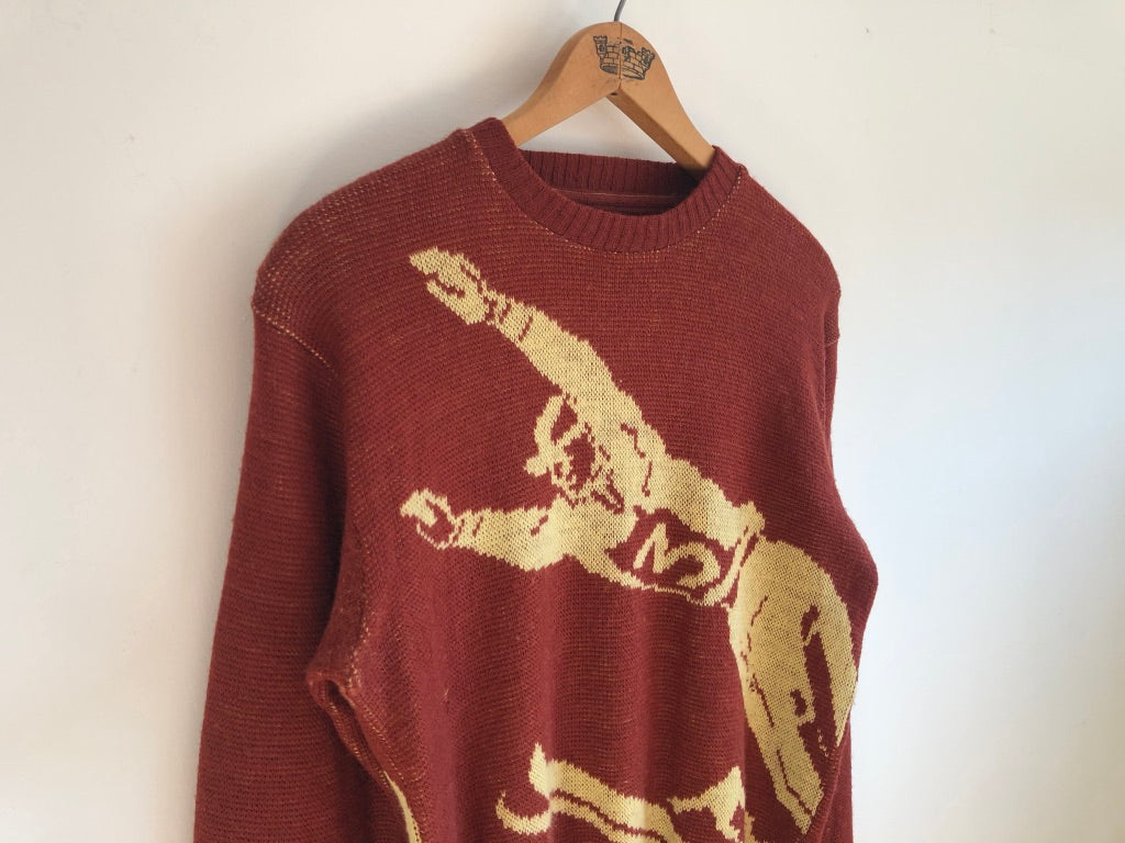 60's Ski Man Novelty Wool Knit Sweater