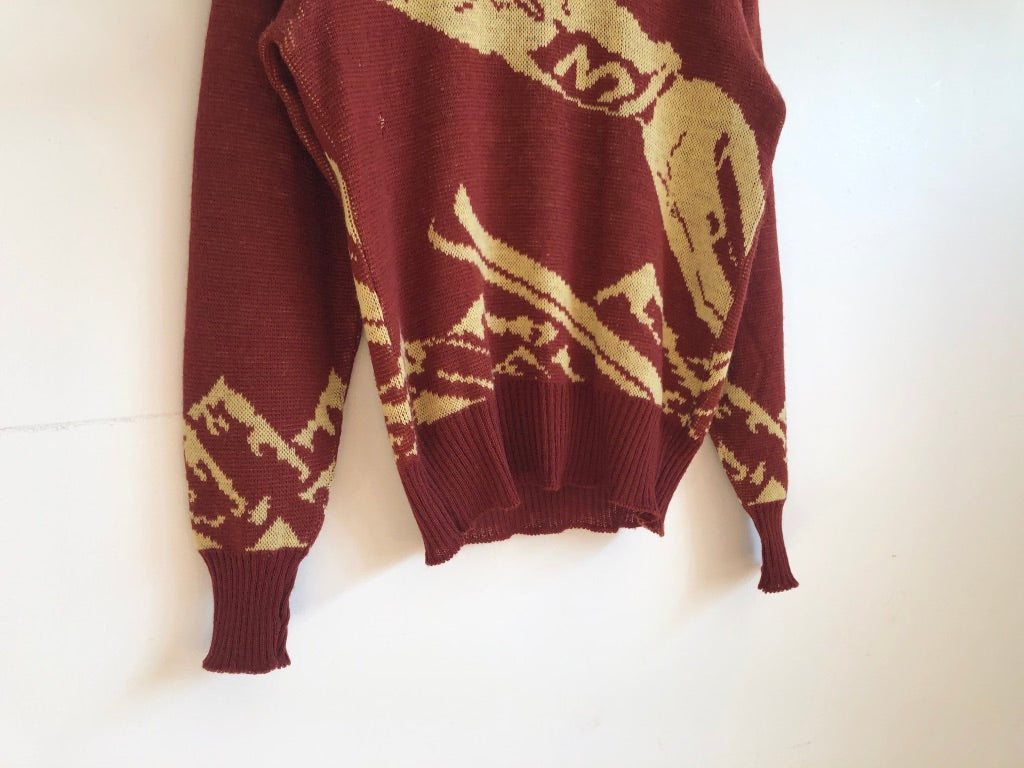 60's Ski Man Novelty Wool Knit Sweater