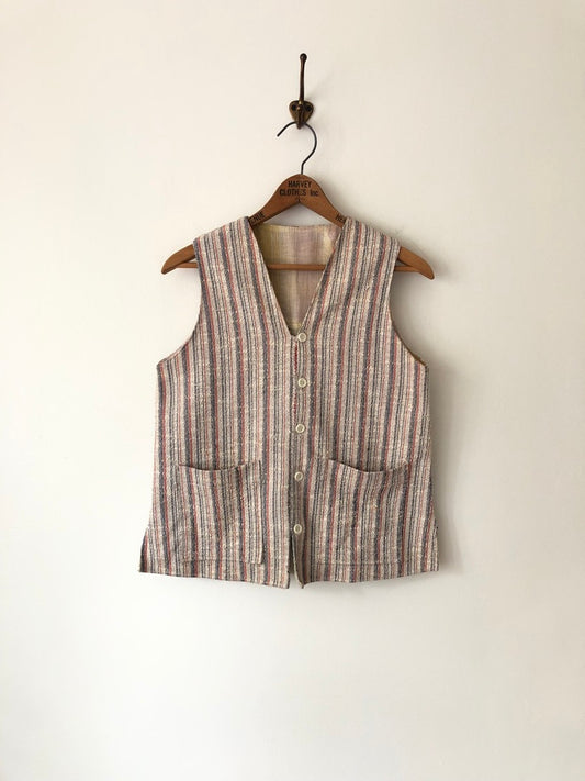 50's Cotton Knit Textured Striped Vest