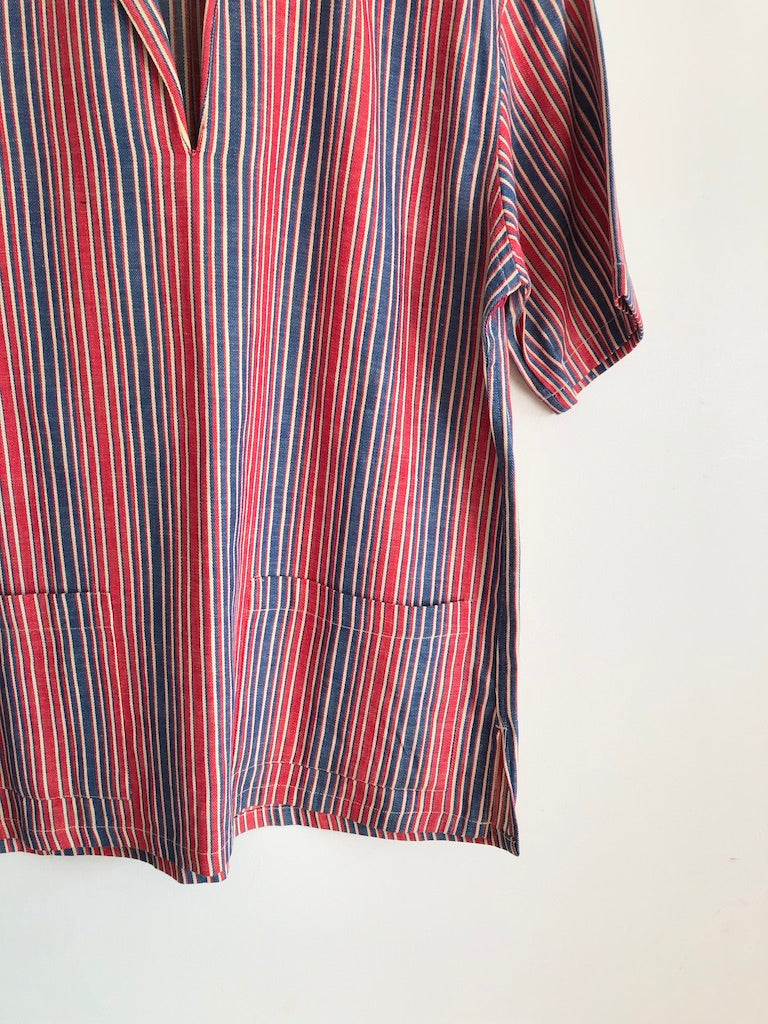 60's Striped Double Pocket Pullover Shirt