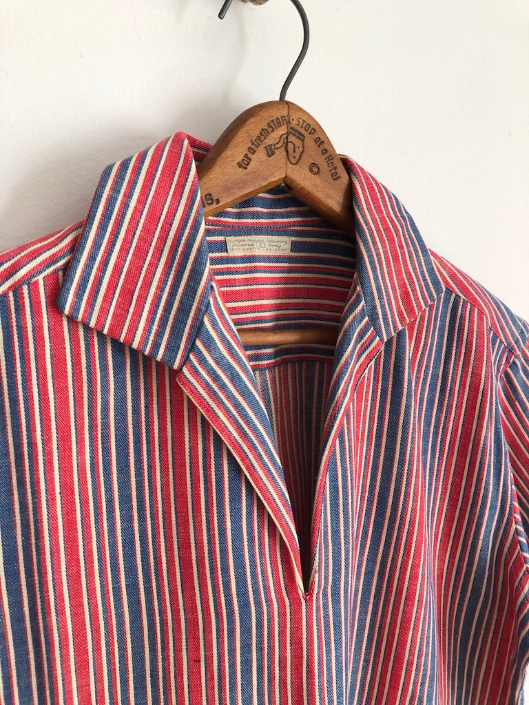 60's Striped Double Pocket Pullover Shirt