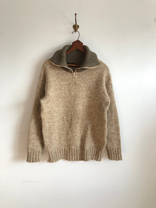 80's Eddie Bauer Two Toned Quarter Zip Wool Sweater