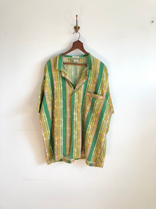 70's Jayson Sleepwear Striped Button Up Shirt