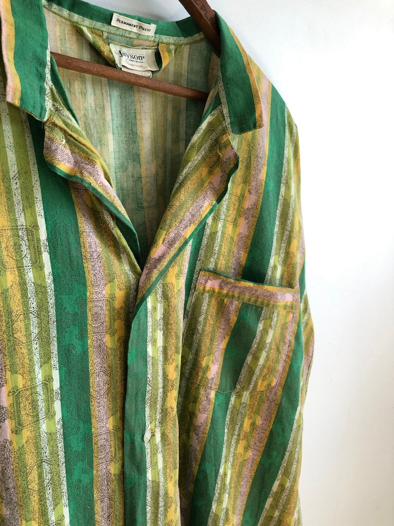 70's Jayson Sleepwear Striped Button Up Shirt