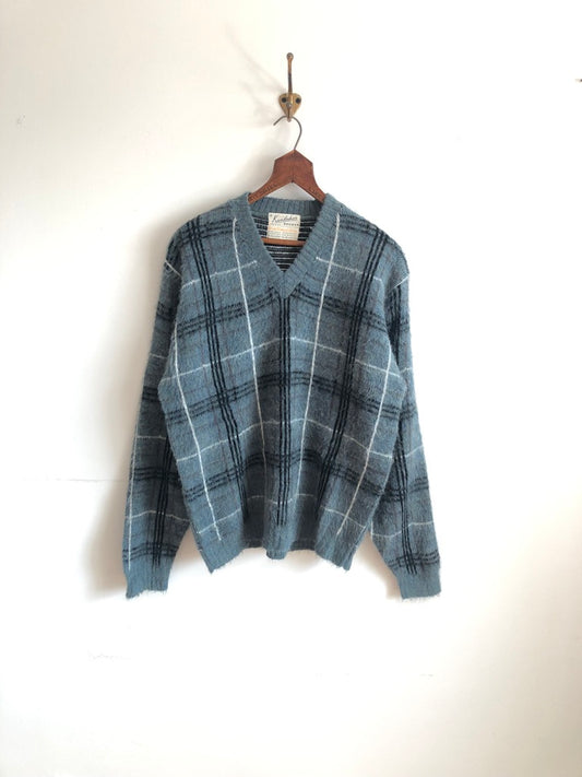 60's Kandahar Deluxe Fuzzy Plaid Acrylic Sweater