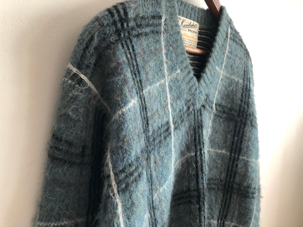 60's Kandahar Deluxe Fuzzy Plaid Acrylic Sweater