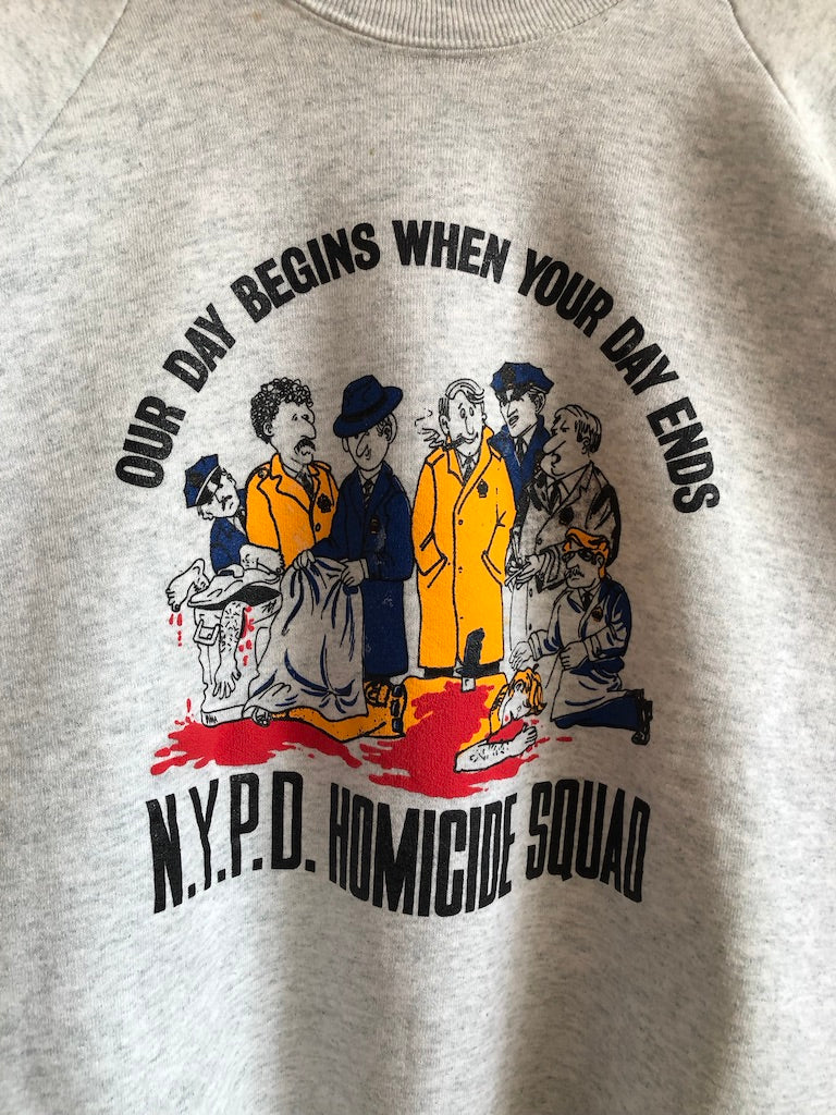 90's NYPD Homicide Squad Gray Raglan Sweatshirt