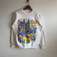 90's Crazy Puff Print Glittery Tourist Raglan Sweatshirt