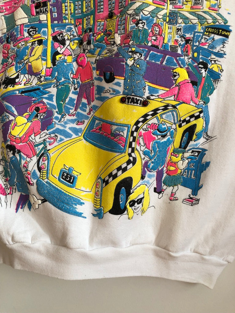 90's Crazy Puff Print Glittery Tourist Raglan Sweatshirt