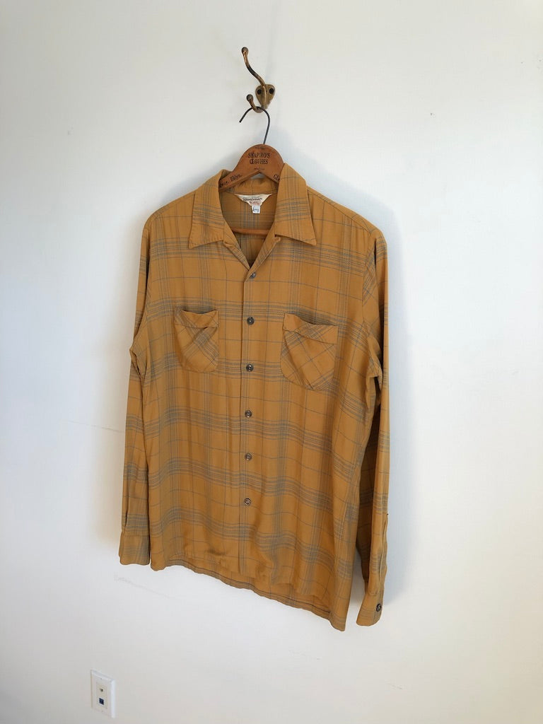 60's Sportsman Gabardine Mustard Striped Shirt