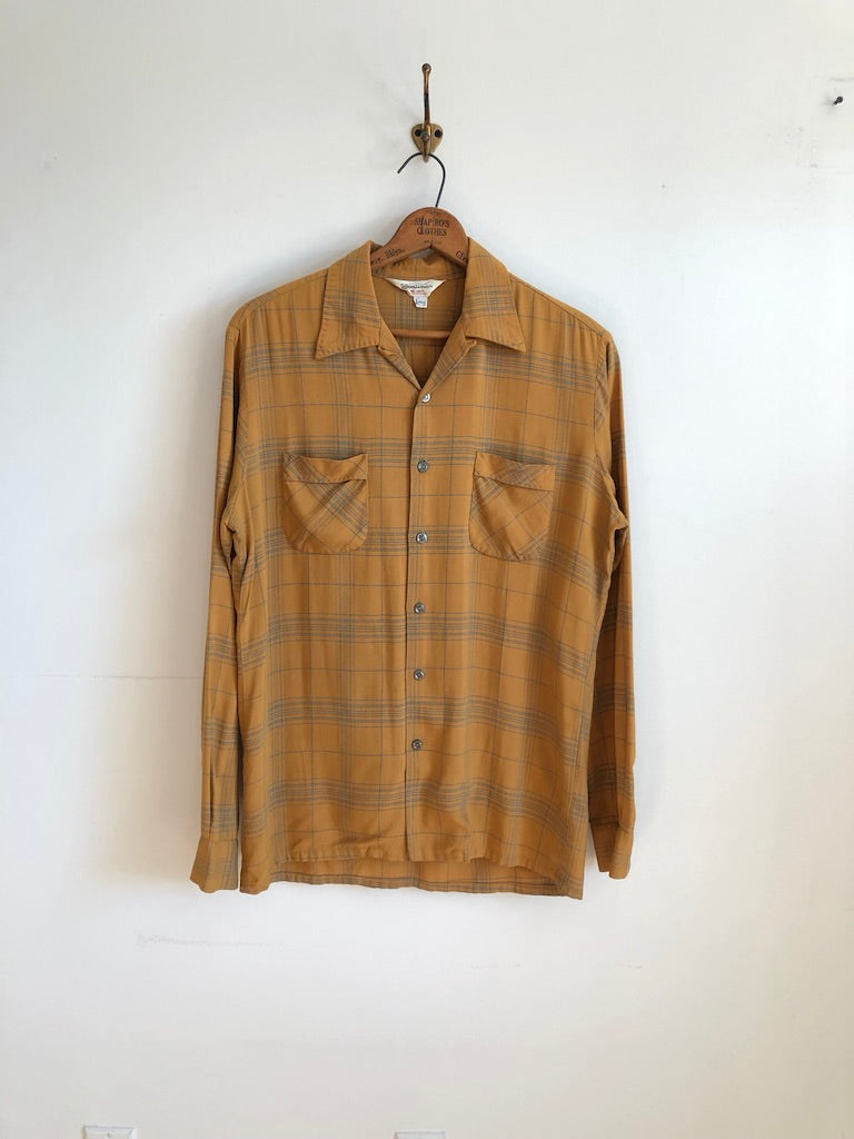 60's Sportsman Gabardine Mustard Striped Shirt