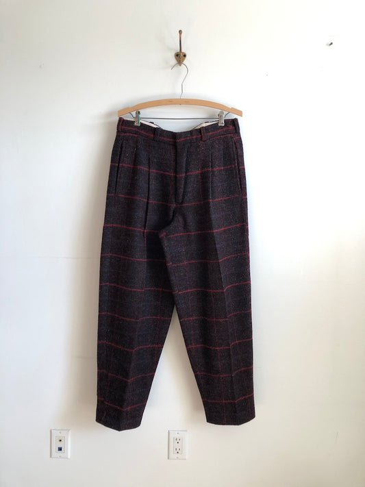 Raspberry Striped Wool Pants
